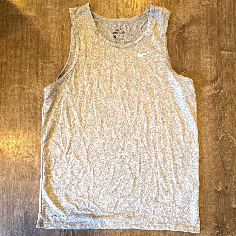 Nike Dri-FIT Men's Gray Sleeveless Tank Top Breathable Lightweight Training M